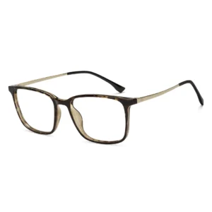 Tortoise Gold Black full rim square air pop Eyeglasses.