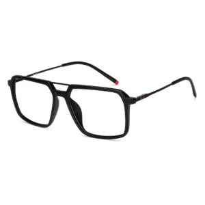 Matte black full rim geometeric air pop Eyeglasses.