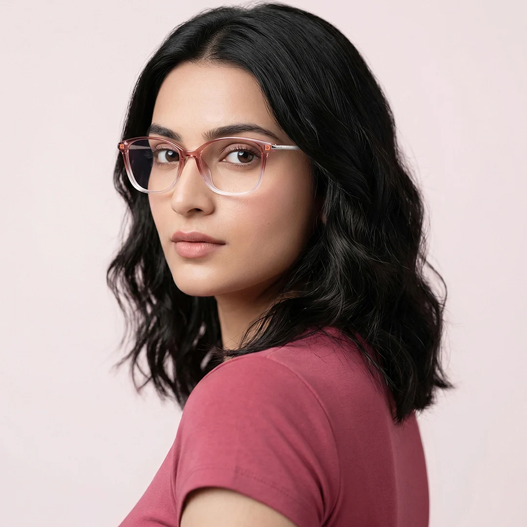 Gradient Transparent gunmental full rim cat eye air Eyeglasses. - Image 2