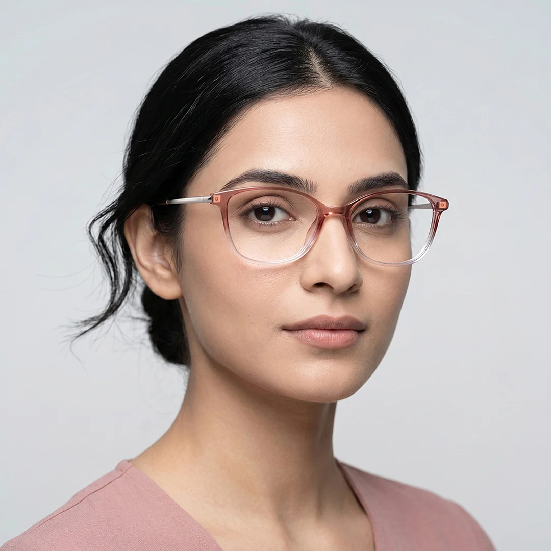Gradient Transparent gunmental full rim cat eye air Eyeglasses. - Image 3